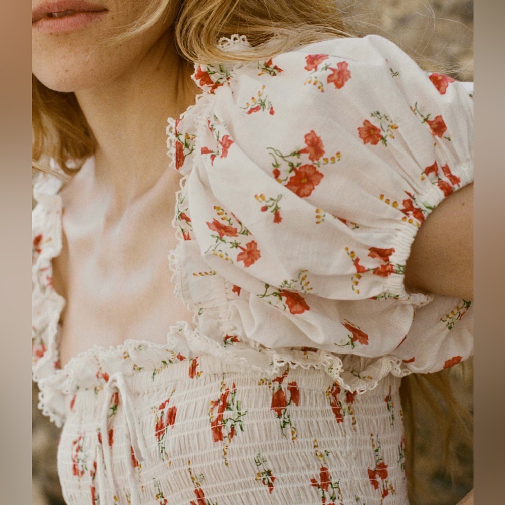 DÔEN Stanza Maxi Dress Sweet Abelia ASO Kylie Jenner Sz XS cotton silk Cottage - Picture 4 of 7